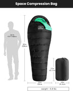 KAMPKEEPER Mummy Sleeping Bag, Cold Weather Camping Sleeping Bag, 32℉ 3-4 Seasons Adults Sleeping Bag, Non-Snag Zipper with Adjustable Hood for Backpacking, Hiking