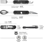 CIVIVI Partake 4-in-1 Camping Utensil, Detachable Stainless Steel Folding Knife, Fork, Spoon & Bottle Opener Multi-Tool, with Waxed Canvas Pouch for Travel Camping Hiking C24032C-1, Black