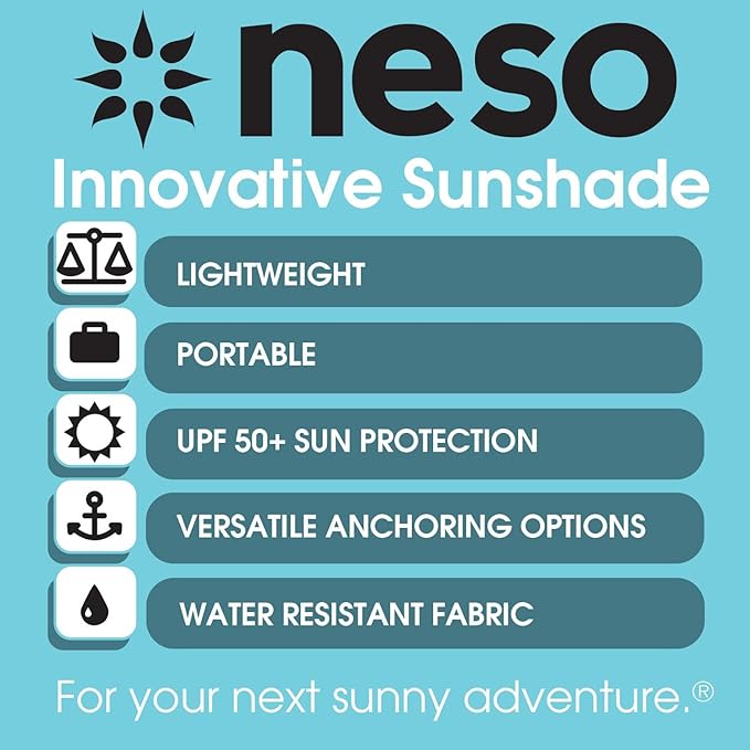 Neso Portable Beach Tent Sun Shelter with Sand Anchor - Lightweight Beach Shade Canopy - Easy Setup for Family Outings - Patented Reinforced Corners - UPF 50+ Sun Protection - 7 x 7ft - Lehua Red
