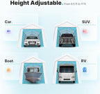 ADVANCE OUTDOOR 10x20 ft Heavy Duty Carport Garage Shelter, Adjustable Height (6.5-11ft) Waterproof Canopy with Removable Sidewalls for Cars, RV, Boat, Truck, Party - White