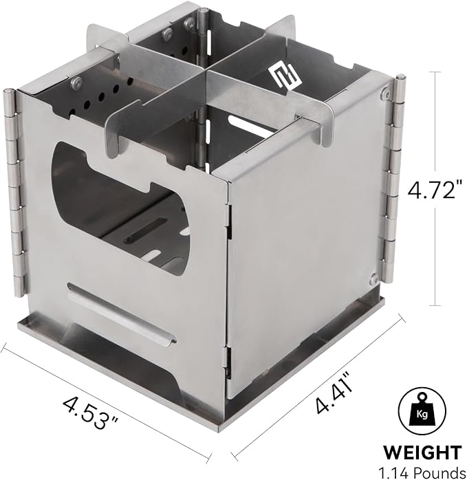 COOK'N'ESCAPE Camping Wood Burning Stove, Folding Lightweight Titanium Camping Stove, Portable Backpacking Stove for Outdoor Camping Hiking Backpacking Picnic Hunting BBQ