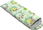 AILONEN Cute Frog Green Camping Sleeping Bag,Lightweight & Waterproof,3 Season Warm & Cool Weather,Travel Portable Compression with Compact Carrying Bag for Kids Girls Adults