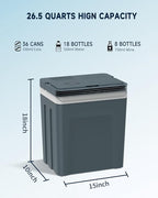 SubSun Electric Cooler and Warmer with Handle，27 Quart (25 L) Portable Thermoelectric Fridge， Car Fridge Cooler with 12V DC & 110 AC for Camping, Travel & Picnics,Grey