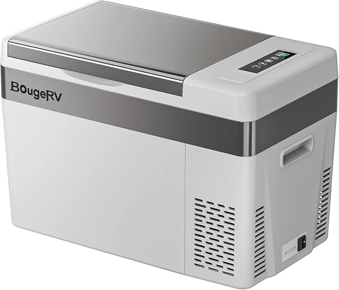 BougeRV 12 Volt Refrigerator, 30 Quart Portable Freezer, 12V Car Fridge Compressor Cooler -8℉~50℉, 12/24V DC, 110~240 Volt AC, for Truck RV SUV, Camping, Road Trip, Travel