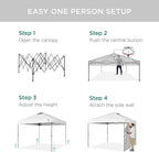 Best Choice Products 10x10ft Pop Up Canopy Tent with Sidewall, 1 Person 1 Minute Set Up, Carry Case, 4 Weight Bags - White