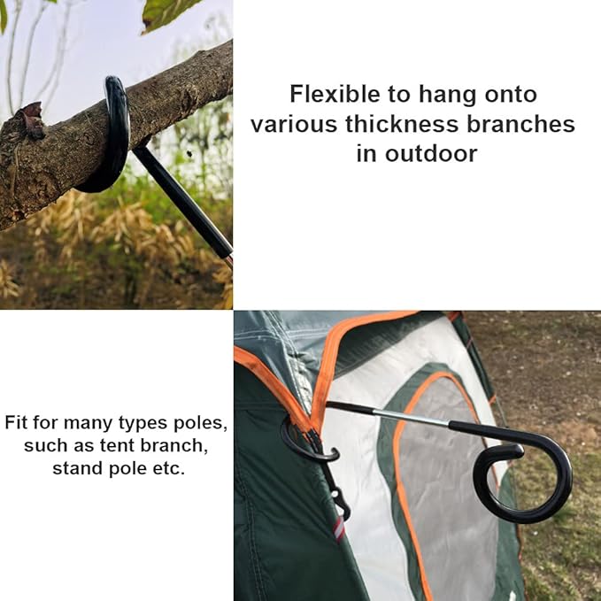 Camping Lantern Hook Hanger Tent Light Outdoor Lamp Hanger Non-Slip for Camping Hiking - 2pcs