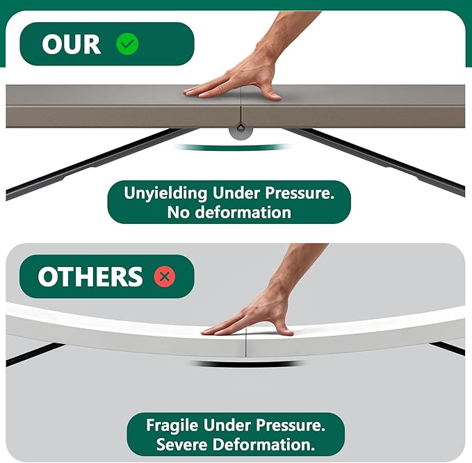 Folding Table 6FT Heavy Duty Plastic Table with Handle, Foldable&Portable, Fold-in-Half Utility Tables for Outdoor, Dining, Wedding, Events, Indoor, Picnic, Camping, Party,Khaki