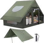Inflatable Camping Tent with Pump, 4 Season Inflatable Tents for Camping, Inflatable House Tent Waterproof Easy Setup Glamping Tent