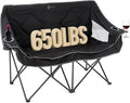 ARROWHEAD OUTDOOR Portable Folding Double Duo Camping Chair Loveseat w/ 2 Cup & Wine Glass Holder, Carrying Bag, Supports up to 500lbs