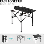 Camping Table Roll up Table,2-4 Person Portable Adjustable Height Roll up Aluminum Table with Carry Bag