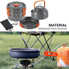 Aluminum Kitchen Set Camping Pot Kit Kettle Travel Mountaineering Picnic BBQ Cutlery Equipment (Color : A, Size