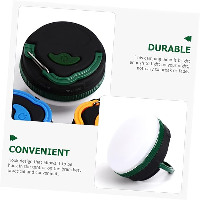 NOLITOY Portable LED Hanging Tent Light for Camping Lightweight Outdoor Lantern for Emergency Use Battery-Powered Green Tent Lamp Compact for Hiking Picnic Backpacking