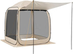 VEVOR 6 x 6 ft Pop-Up Screen House Tent with Extended Awning, 4–6 Person Screen Gazebo, Portable Screened Canopy with Carry Bag, Netting Sides & Ground Stakes for Patio, Backyard & Outdoor Activities
