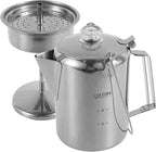 Percolator Coffee Pot Stainless Steel Coffee Percolator w Clear Top Glass Knob, Outdoor Stovetop Camping Coffee Maker, Coffee Pot for Stovetop Coffee Making Traveling Fast Brew 9 Cups