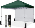 CROWN SHADES 12x12 Pop Up Canopy Tent Instant Commercial with 150D Silver Coated Fabric Including 1 Removable Sidewall, 4 Ropes, 8 Stakes, Weight Bags, STO 'N Go Bag, Forest Green