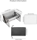 WINB Portable Folding BBQ Grill for 1-2 People - Mini Charcoal Grill for Camping, Compact Stainless Steel Fire Pit with Carry Bag, Outdoor Grill for Backyard, Hiking & Picnic (8.2X5.5 IN)