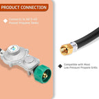 GasSaf 10FT 2 Stage Propane Regulator Hose Gas Propane Regulator and Hose Suitable for Dual Fuel Generator, RV Appliance, Gas Stove and More, 3/8 Female Flare Nut