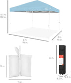 Best Choice Products 8x8ft Pop Up Canopy Tent, Outdoor Shade, 1 Person 1 Minute Set Up, Carry Case, 4 Weight Bags - French Blue/White