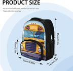 School Bus School Backpack for Boys 6-8 Kindergarten Book Bag with Lunch Box and Pencil Pouch Casual Daypack Laptop Backpacks Camping Travel Outdoor Kids Shoulder Bag