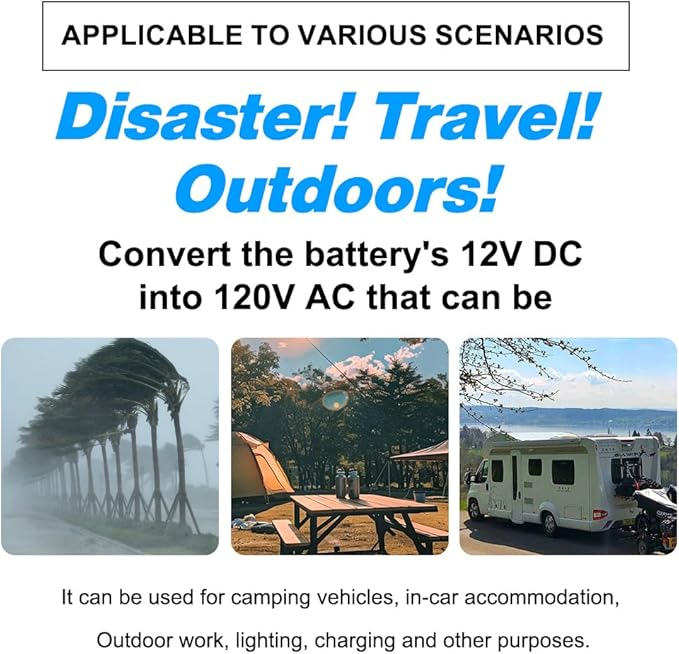 3000 Watt Pure Sine Wave Power Inverter, 12V DC to 110V/120V AC Converter 6000W Peak, with Remote Control LCD, 4 AC Outlets & USB Port & Hardwire Terminal, for Truck RV Boat Camping Solar System EPS