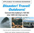 3000 Watt Pure Sine Wave Power Inverter, 12V DC to 110V/120V AC Converter 6000W Peak, with Remote Control LCD, 4 AC Outlets & USB Port & Hardwire Terminal, for Truck RV Boat Camping Solar System EPS