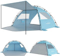 Elegear CumbreX™ Beach Tent Sun Shelter with Canopy, 6-8 Person Beach Tent, Easy Setup UPF 50+ UV Protection Portable Lightweight Double Silver Coating Cabana Sun Shade Shelter - Sky Blue