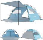 Elegear CumbreX™ Beach Tent Sun Shelter with Canopy, 6-8 Person Beach Tent, Easy Setup UPF 50+ UV Protection Portable Lightweight Double Silver Coating Cabana Sun Shade Shelter - Sky Blue