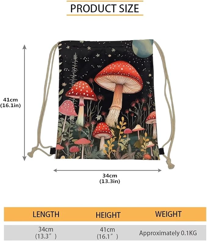 Upetstory Hippie Mushroom Drawstring Backpack Bags Cinch Sackpack Workout Gym Draw String Bag Portable Back Pack for School,Home,Travel,Sports Storage Pouch