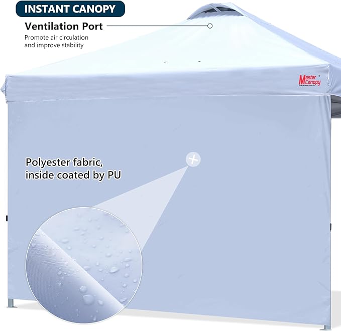 MASTERCANOPY Durable Pop-up Canopy Tent with 1 Sidewall (6.6'x6.6',White)