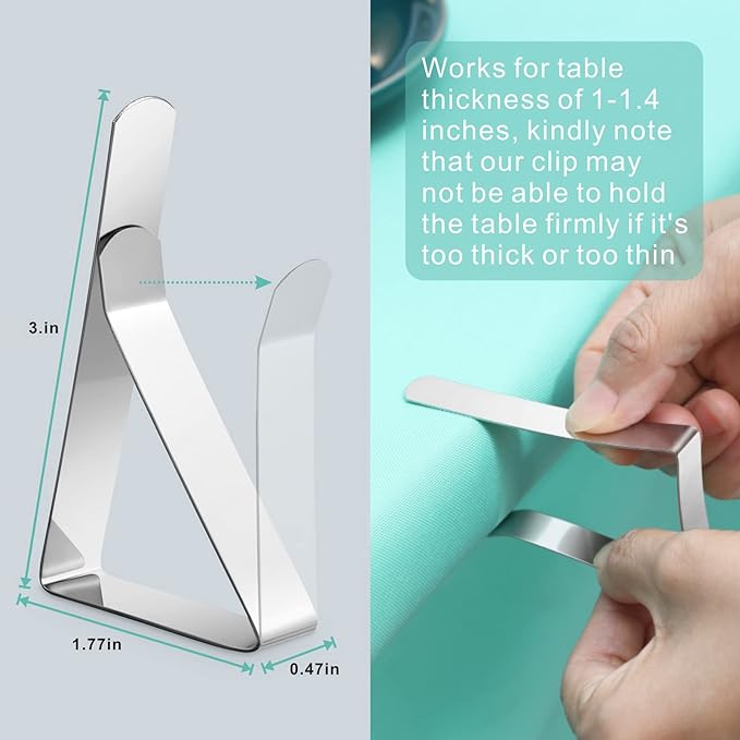 12 Pack Tablecloth Clips - Heavy Duty Picnic Table Clips, Stainless Steel Table Cloth Cover Clamps, Table Cloth Holders Ideal for Restaurant Picnics Marquees Weddings Graduation Party