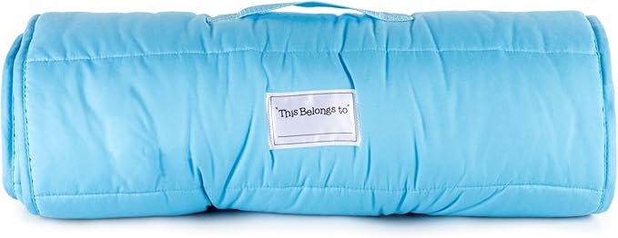 Jay Franco Kids Nap Mat with Embedded Pillow & Blanket – Soft 46"x20" Microfiber Sleeping Bag with Name Tag & Handle for School, Travel, Sleepover