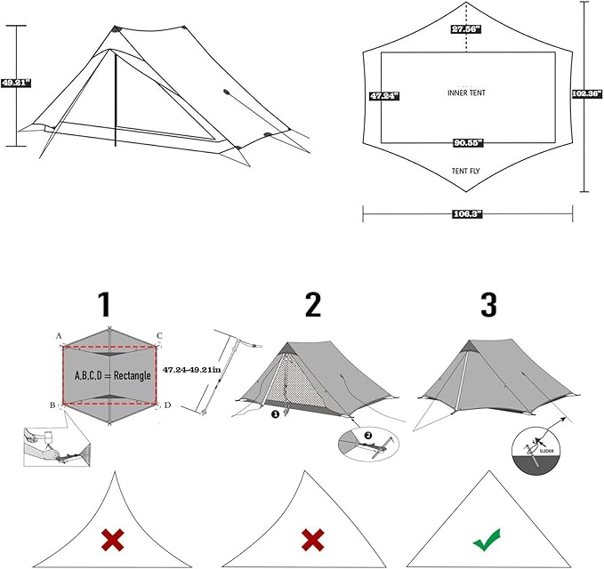 3F UL Gear Lanshan PRO Lanshan Ultralight Tent Ultralight Tent 3-Season Backpacking Tent for 1-Person or 2-Person Camping, Climbing, Hiking, Trekking, Kayaking (for 2 Person, Gray- 4 Season)