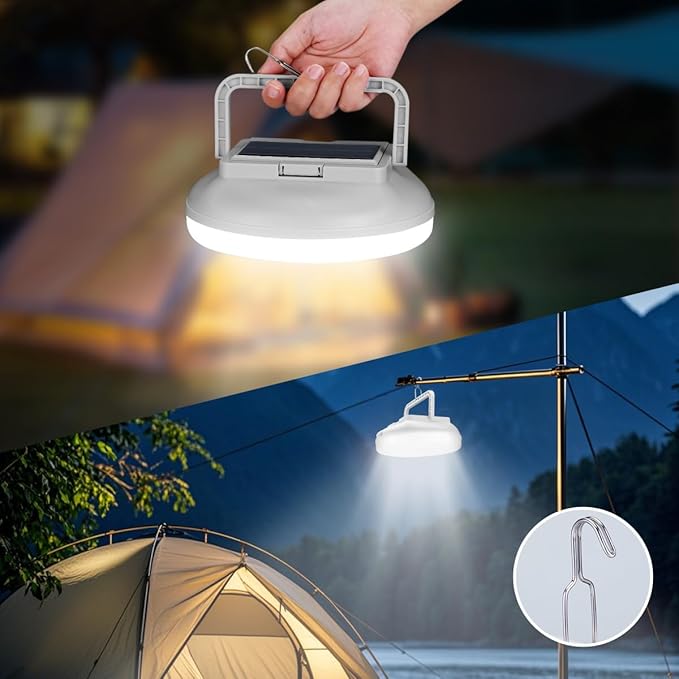 4500LM Solar Camping Light - Portable Camping Lantern Hanging Waterproof Tent Lights, Bright USB Rechargeable Lamp for Outdoor Camping, Canopy, Hurricane Emergency, Power Outages