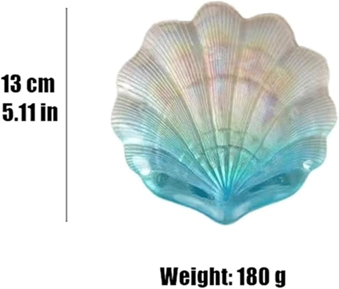 Camping Plates Creative Shell-Shaped Glass Dinner Plate Gradient Color Plate Salad Fruit Plate Dessert Home Kitchen Plate Tableware Decorative Plate(13cm)