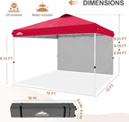 EAGLE PEAK Commercial Canopy 12x12 Pop Up Canopy Tent with 1 Sidewall, Easy Setup Heavy Duty Instant Event Shelter for Vendors & Markets, Outdoor Sun Shade, Red