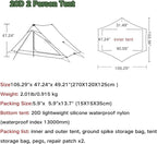 3F UL GEAR Blue Mountain 1/2Person Camping Poleless Tent, 3/4Seasons Waterproof Tent, Easy Set Up Hiking, Backpacking Silicon Coated Tent Shelter