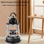 2 in 1 Portable Kerosene Heater & Stove 9000 BTU Non-Electric Indoor Outdoor Heater for Camping, Hunting, Cooking, Home, Garage, and Emergency Preparedness - Black