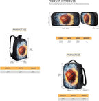 3 PCS Basketball Backpack for Boys Elementary School Backpack for Boys 17 Inch Knapsack Rucksack Lunch Box with Thermal Insulated Pen Case, Black