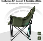 Overmont Oversized Camping Chair for Adults - 400lbs Support Heavy Duty Padded Folding Chair with Cooling Bag Cup Holder Side Pocket Carry Bag - Comfortable Portable for Outdoor Garden Sports Beach