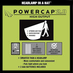 LED Hat Light - POWERCAP 2.0 Baseball Cap with Light Built in - LED Cap Visor Light with Bright Headlight and IPX4 Rating (Black Unstructured)