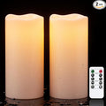 Wondise Waterproof Flameless Flickering Candles with Remote and Timer, Outdoor Waterproof Plastic LED Candels Battery Operated Pillar Candles for Ourdoor Garden Yard Decor (2 Pack D4 x H 8")