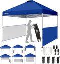 CROWN SHADES 10x10 Pop up Canopy Tent Instant Canopy with 150D Silver Coated Fabric Including 2 Half Sidewalls, 4 Ropes, 8 Stakes, 4 Weight Bags, STO 'N Go Bag, Navy Blue