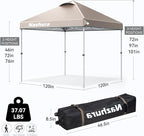 Nazhura 10' x 10' Pop Up Canopy Tent with Sand Weight Bag, Awing for Patio, Freestanding Sun Shelter for Picnic and Camping, One Person Setup, White (Kahki)