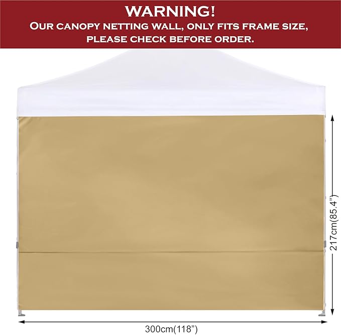 COOSHADE Instant Canopy SunWall 10x10 Canopy SideWall for Pop up Canopy Tent, 1 Pack Sidewall Only, Beige