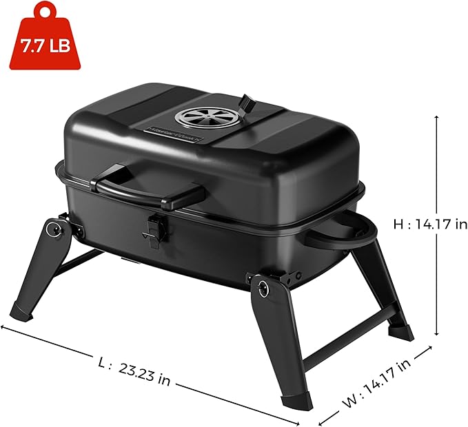 MASTER COOK Portable Charcoal Grill, Foldable Lightweight BBQ Grill with Adjustable Air Vent and 332 sq.in. Cooking Area Outdoor RV, Hiking, Camping, Patio, Tailgating