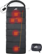 Heated Sleeping Bag - 5pcs Multi USB Power Support Heating Pads, Operated with Battery Power Bank or Other USB Supplies, Portable Compact Envelope Style Bag
