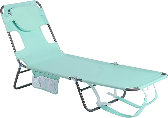 SUNNYFEEL Beach Lounge Chair, Backpack Reclining Beach Chairs Lay Flat, Sun Face Down Tanning Chair, Folding Camping Chairs Portable Camp Cot with Backpack Straps for Outdoor/Picnic/Lawn