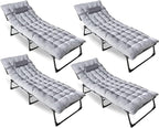 ZONETECH Folding Cot & Pad Mattress 4 Position Adjustable Portable, Premium Quality for Adult and Kids-Perfect for Camping, Travel, Patio, Beach, Indoor & Outdoor Activity (4-Pack)