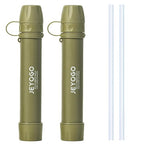 Survival Water Filter Straw - Portable Personal Water Purifier for Hiking, Camping & Bug Out Bag | Tactical Emergency Preparedness Gear, Wilderness Backpacking & Life Saving Equipment(2, Green)