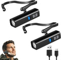 Lightweight LED Rechargeable Ear Worn Headlamp with Motion-Sensor, Ear-Hook High Bright Hands-Free Headlight, Outdoor Adjustable Clip-on Hat Light for Running, Camping, Fishing (2 Pack)